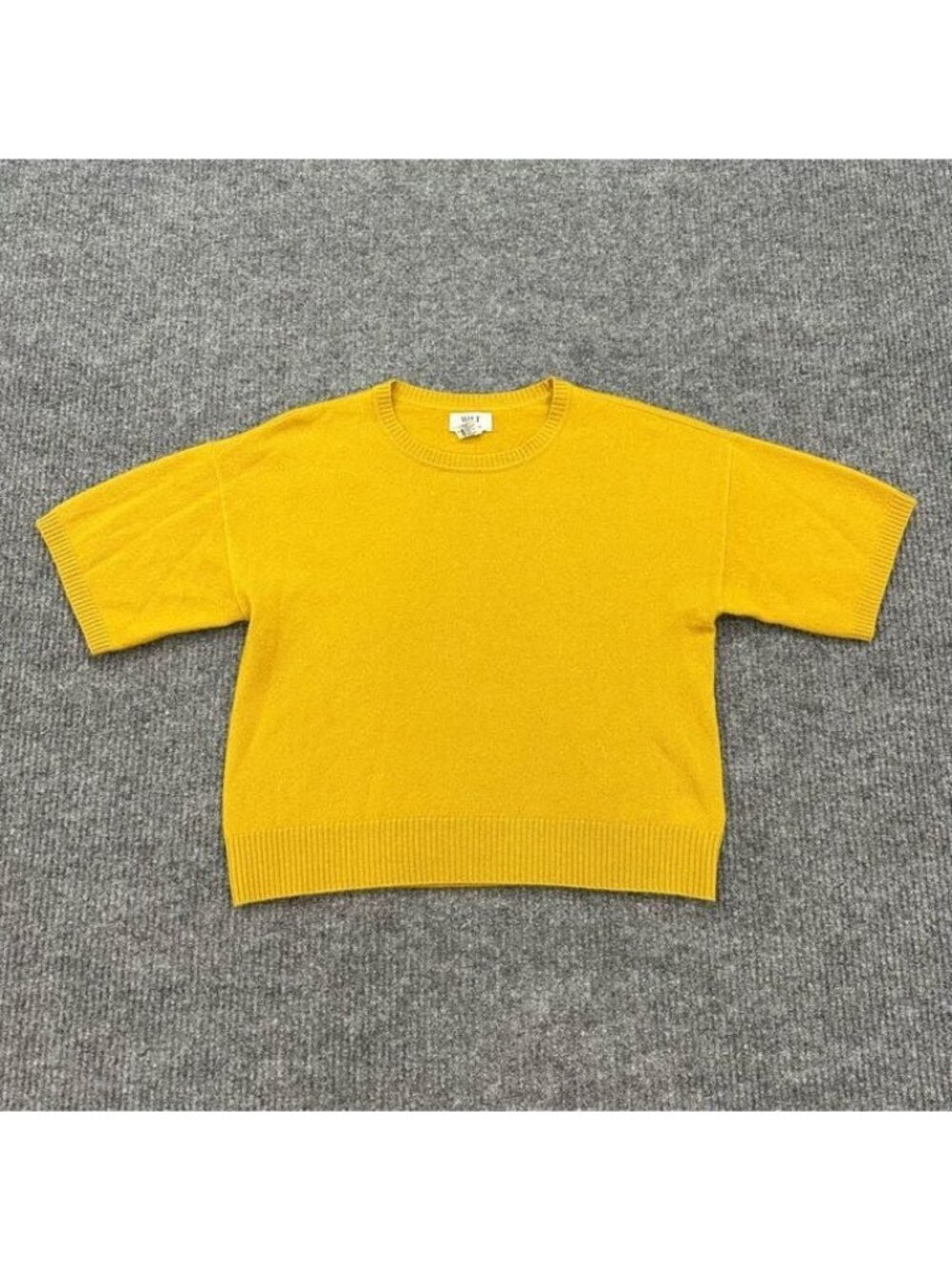 WILT Short Sleeve 100% Cashmere Crewneck Knit Sweater Boxy Preppy Womens Medium